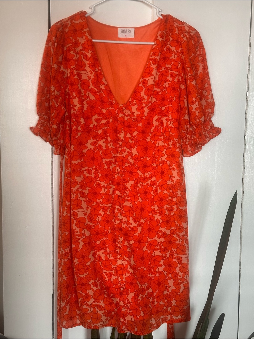 Sienna Sky Coral Floral V-Neck Dress - Picture 2 of 5